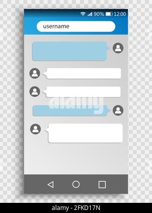 Vector chat interface in blue color. Sms messages. Speech bubbles ...