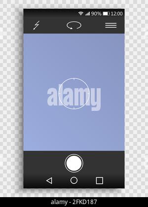 3d Screen of smartphone with camera interface. viewfinder display Template for your design Stock Vector