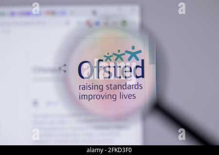 New York, USA - 26 April 2021: Office for Standards in Education Ofsted company logo close-up on website page, Illustrative Editorial Stock Photo