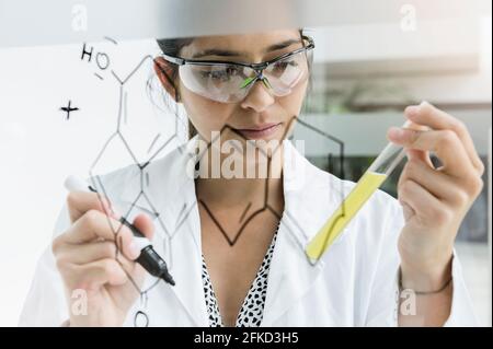 Germany, Bavaria, Munich, Female scientist working in laboratory Stock Photo