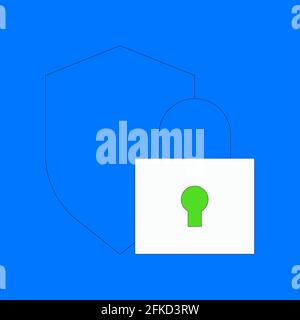 Shield with padlock. Data protection concept Stock Vector