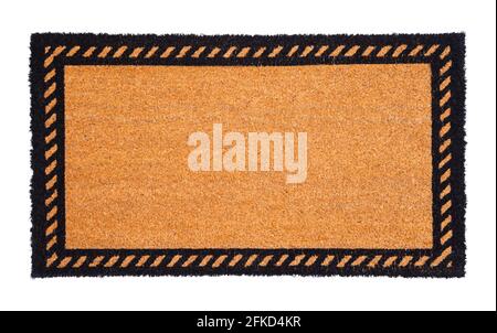 Natural Fiber Coir Brown Welcome Doormat Cut Out. Stock Photo