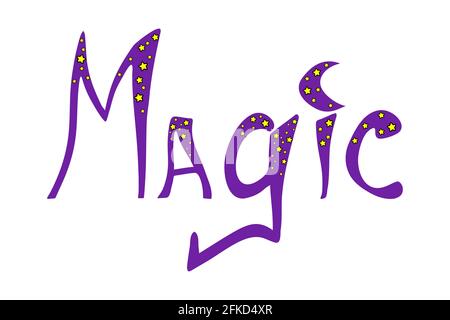 Hand drawn word - magic - with stars Stock Vector