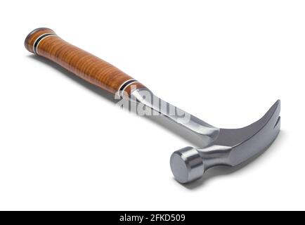 Metal Hammer With Leather Handle Grip Cut Out. Stock Photo