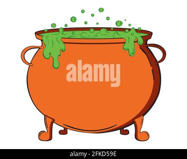 Witch cauldron isolated on the white background Stock Vector