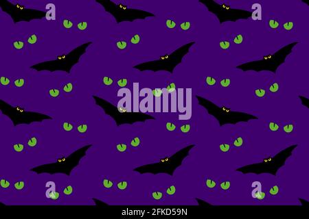 Angry bats and cat eyes seamless pattern Stock Vector