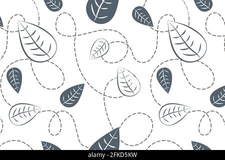Monochrome leaves vector seamless pattern. Stock Vector