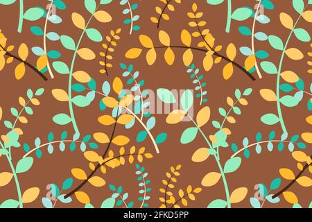 Autumn leaf and branch seamless pattern Stock Vector
