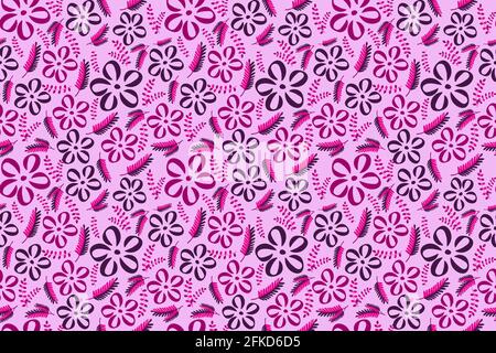 Cute hand drawn pink flower seamless pattern Stock Vector