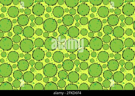 Green shapes seem like bacteria through microscope Stock Vector