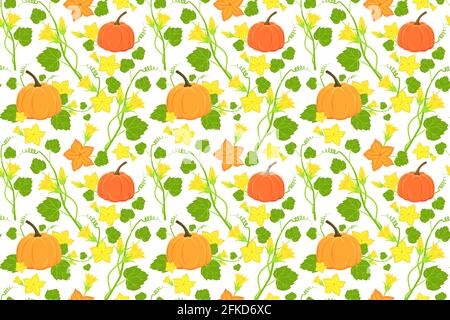 Hand drawn ripe pumpkin vector pattern Stock Vector