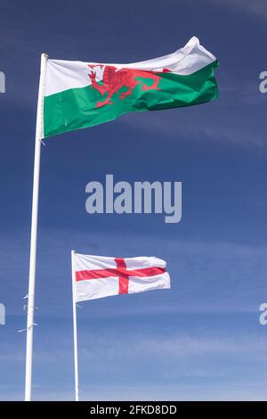 Wales and England national flags Stock Photo