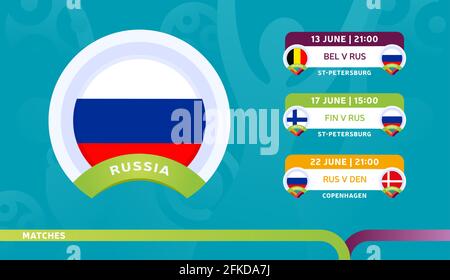 russia national team Schedule matches in the final stage at the 2020 Football Championship. Vector illustration of football 2020 matches. Stock Vector