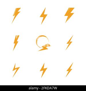 Lightning bolt icon logo set  creative vector illustration Stock Vector