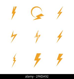 Lightning bolt icon logo set  creative vector illustration Stock Vector