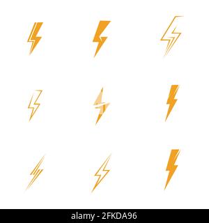 Lightning bolt icon logo set  creative vector illustration Stock Vector