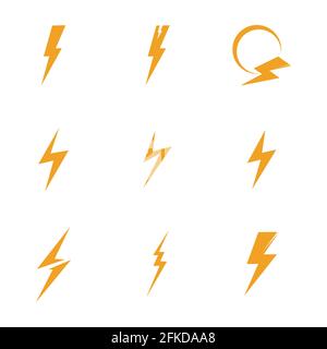 Lightning bolt icon logo set  creative vector illustration Stock Vector