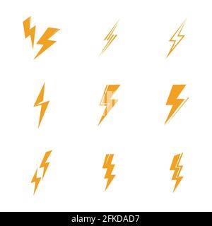 Lightning bolt icon logo set  creative vector illustration Stock Vector
