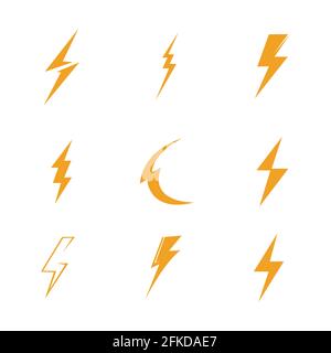 Lightning bolt icon logo set  creative vector illustration Stock Vector