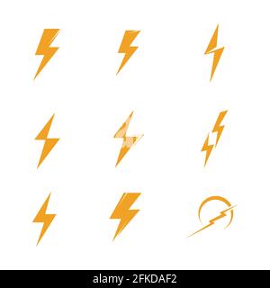 Lightning bolt icon logo set  creative vector illustration Stock Vector