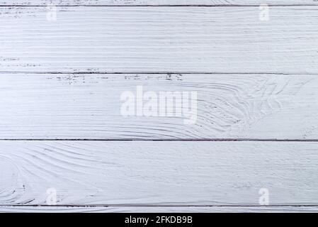 Old Weathered white wooden textured background. White painted wooden table Stock Photo
