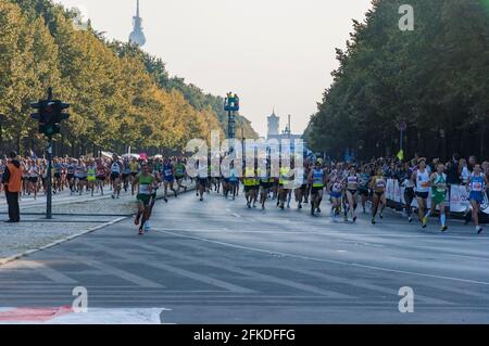 Runners at the thirty-sixth Berlin Marathon, Germany. Stock Photo