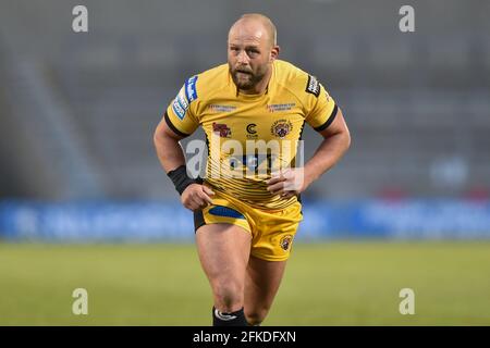 Eccles, UK. 30th Apr, 2021. Paul McShane (9) of Castleford Tigers during the game in Eccles, United Kingdom on 4/30/2021. (Photo by Richard Long Photography/News Images/Sipa USA) Credit: Sipa USA/Alamy Live News Stock Photo