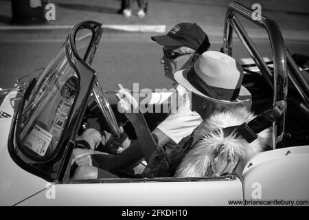 Tauranga New Zealand - April 3 2021; Vintage car parade through city streets Stock Photo