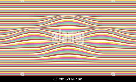 Abstract background. Optical illusion from narrow colorful lines. Vector illustration Stock Vector