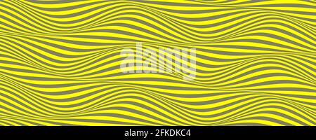 Wavy background. Abstract flowing pattern. Gray and yellow narrow lines. Vector illustration Stock Vector