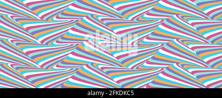 Psychedelic pattern from colorful stripes. Optical illusion from narrow lines. Vector background Stock Vector