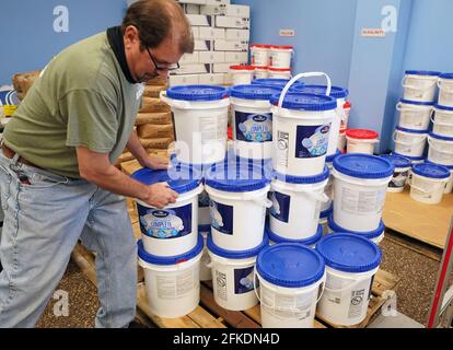 chlorine tablets in a swimming pool germany europe stock photo alamy