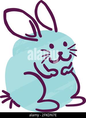 Colorful cartoon rabbit doodle. Flat digital animal vector illustration Stock Vector