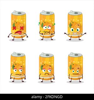 Orange soda can cartoon character with nope expression Stock Vector