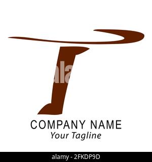 Vector Hand Draw Sketch Logo Script T, For Classic Corporate, at White Background Stock Vector
