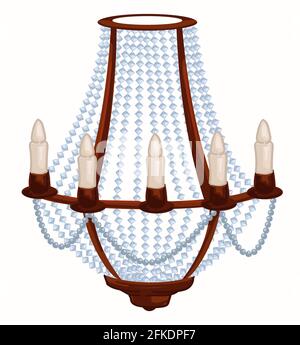 Chandelier lamp with candles and crystals hanging Stock Vector