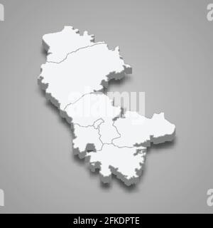 3d isometric map of Artsakh after 2020, isolated with shadow vector illustration Stock Vector
