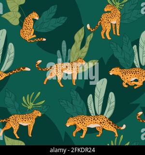 Leopard animal, cheetah with spot seamless pattern Stock Vector