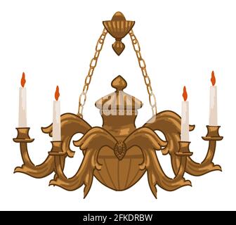 Vintage chandelier with candles and ornaments Stock Vector