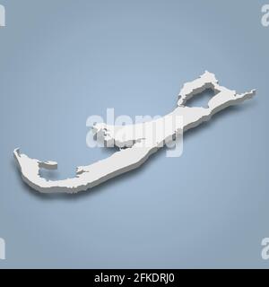 3d isometric map of Main Island is an island in North Bermuda, isolated vector illustration Stock Vector