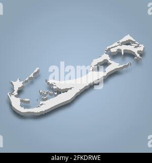3d isometric map of Bermuda is an island in North Atlantic Ocean, isolated vector illustration Stock Vector