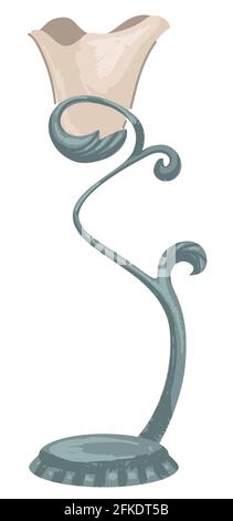 Retro lamp in shape of flower and stem, vintage Stock Vector