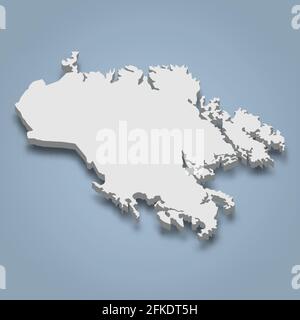 3d isometric map of Cat Ba is an island in Vietnam, isolated vector illustration Stock Vector