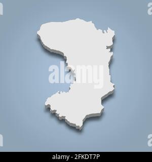 3d isometric map of Chios is an island in Greece, isolated vector illustration Stock Vector
