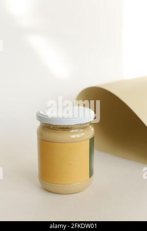 peanut butter in closed jar Stock Photo