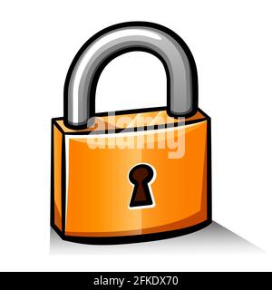 Vector illustration of padlock cartoon icon isolated Stock Vector