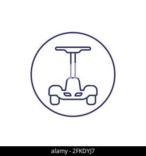 electric self-balancing scooter line icon on white Stock Vector