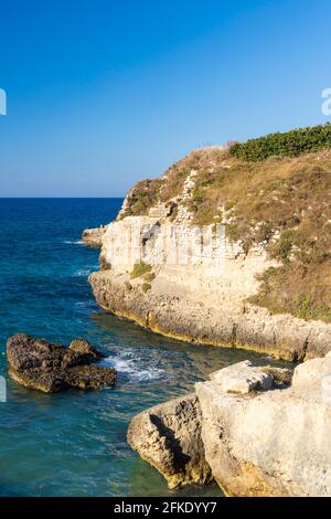 Roca Vecchia, Archaeological site near Torre di Roca Vecchia, Apulia, Italy Stock Photo