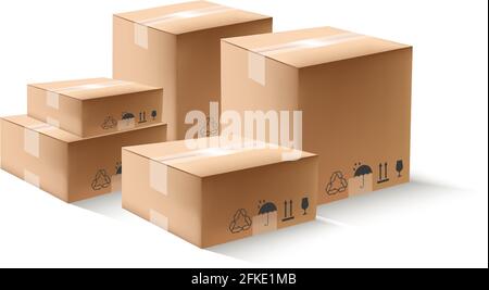 Vector delivery cardboard pile of boxes. Stock Vector