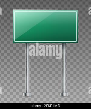 Vector realistic green road sign. Isolated on white background. Stock Vector